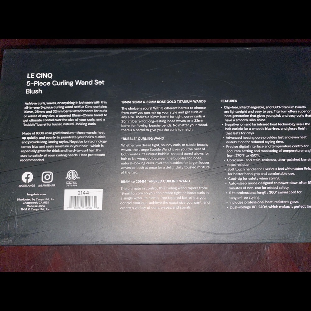 Lange Le cinq curling wand set